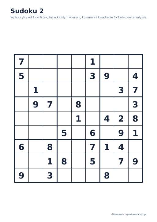 Sudoku duży druk (średnie) – zestaw 2