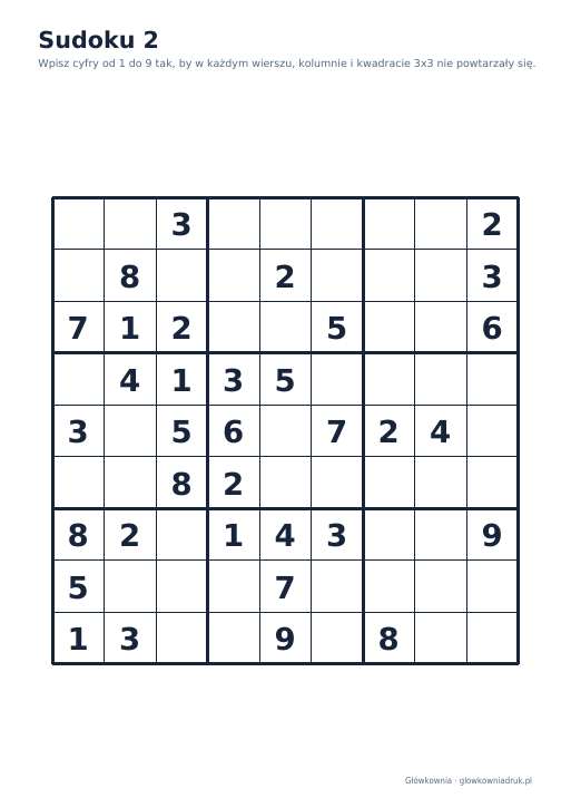 Sudoku duży druk (średnie) – zestaw 20