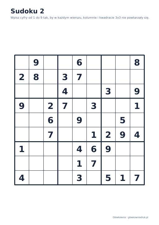 Sudoku duży druk (średnie) – zestaw 21