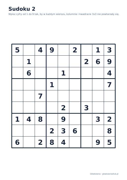 Sudoku duży druk (średnie) – zestaw 22