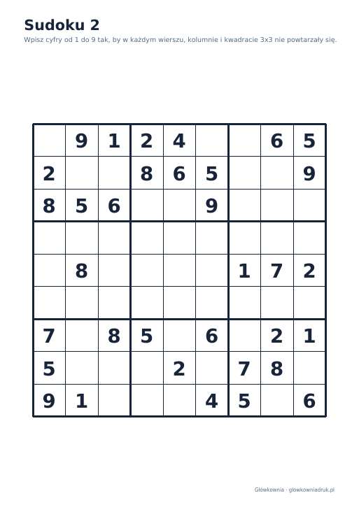 Sudoku duży druk (średnie) – zestaw 26