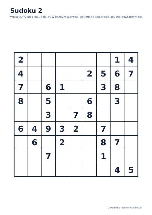 Sudoku duży druk (średnie) – zestaw 28