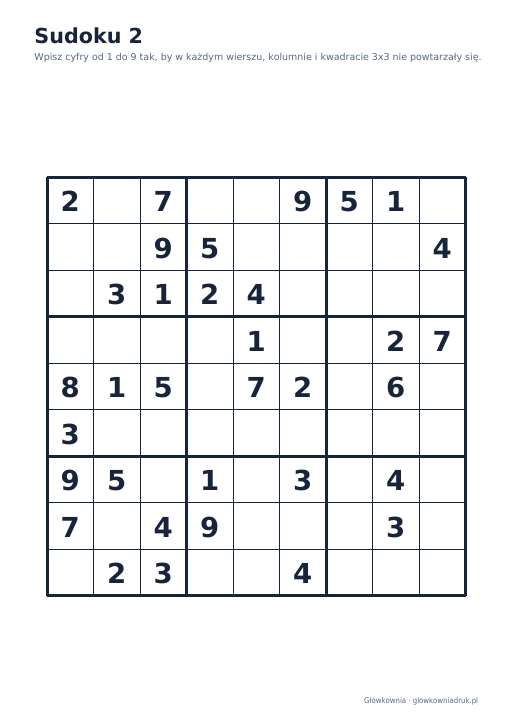 Sudoku duży druk (średnie) – zestaw 29