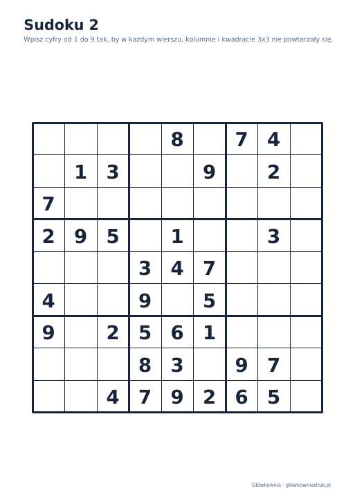 Sudoku duży druk (średnie) – zestaw 3