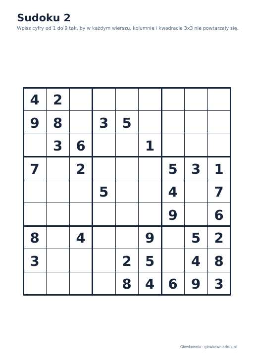 Sudoku duży druk (średnie) – zestaw 5