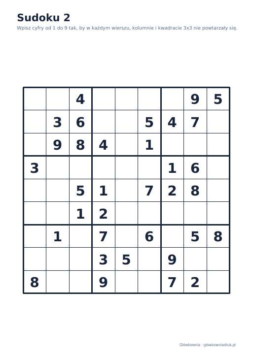 Sudoku duży druk (średnie) – zestaw 6