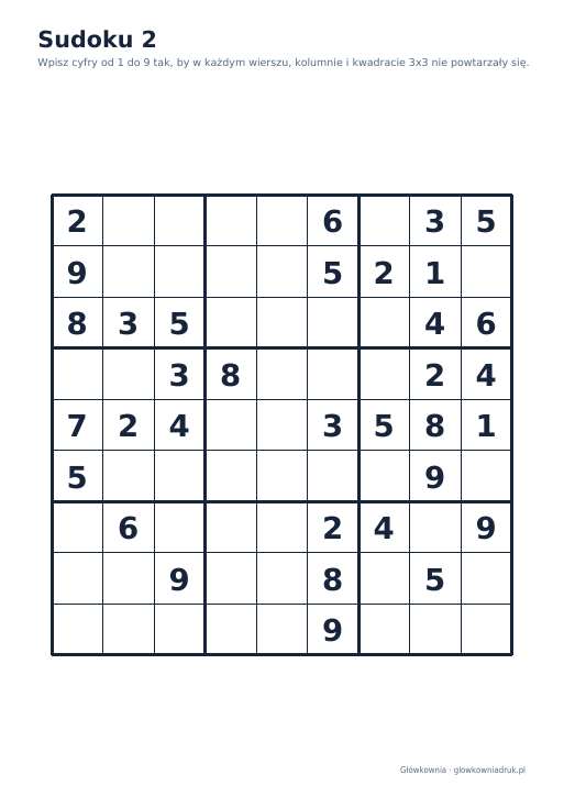 Sudoku duży druk (średnie) – zestaw 8