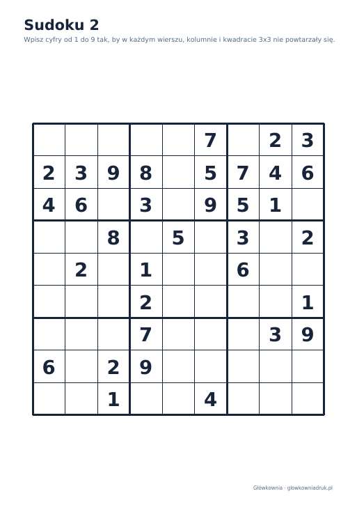 Sudoku duży druk (średnie) – zestaw 9