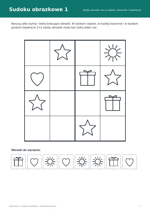 Sudoku obrazkowe na Dzień Dziecka
