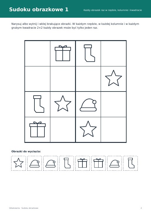 Sudoku obrazkowe na mikołajki