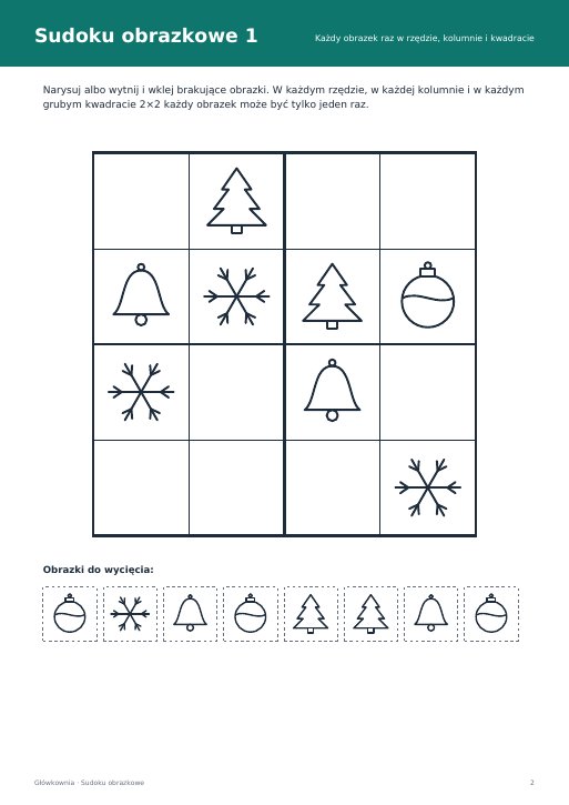 Sudoku obrazkowe świąteczne