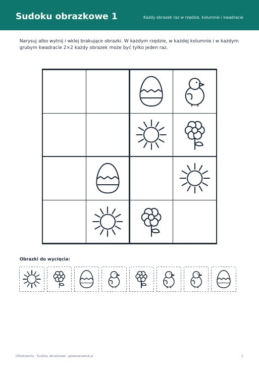 Sudoku obrazkowe wielkanocne