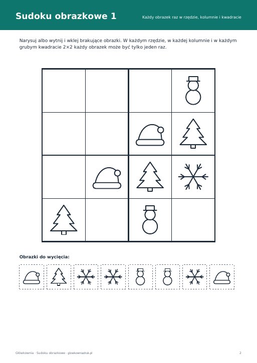 Sudoku obrazkowe zimowe