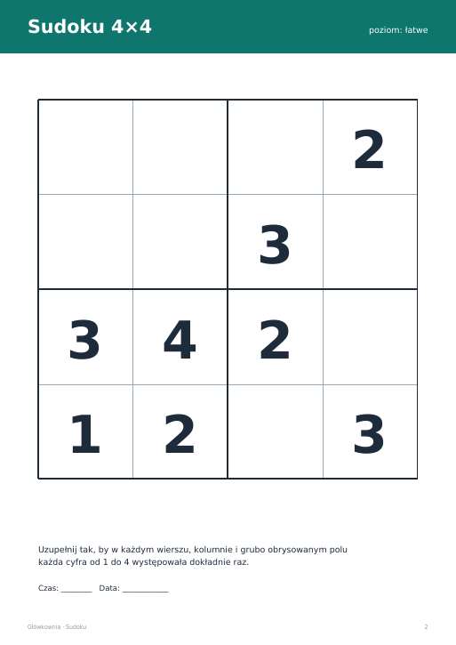 Sudoku do druku, zestaw 1
