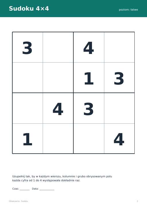 Sudoku do druku, zestaw 10