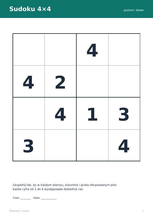 Sudoku do druku, zestaw 100