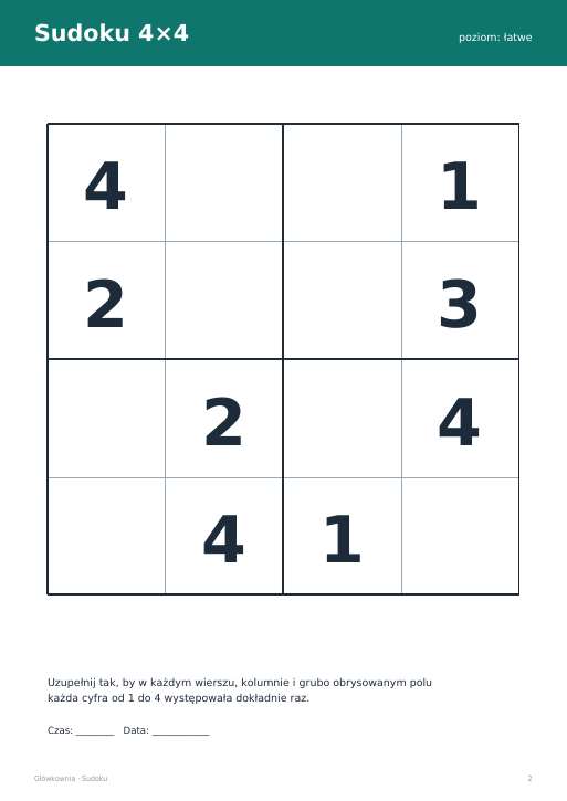 Sudoku do druku, zestaw 13