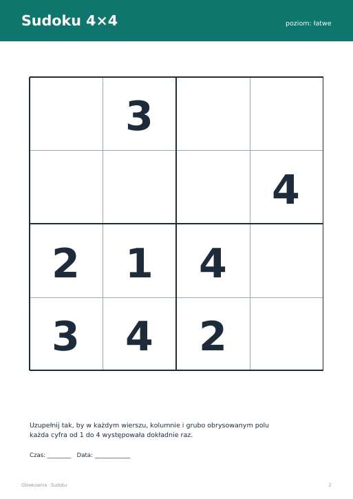 Sudoku do druku, zestaw 14