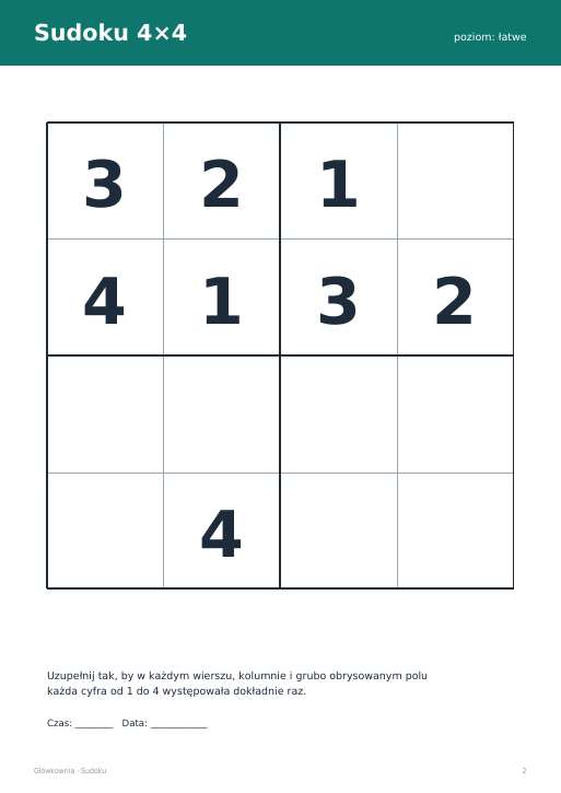Sudoku do druku, zestaw 16