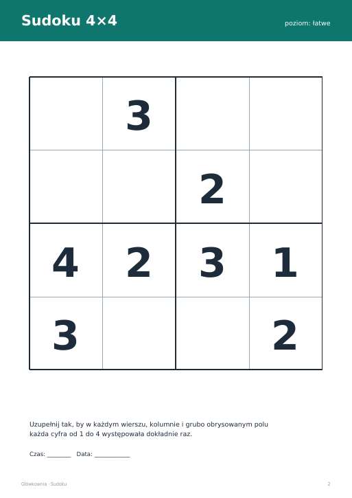 Sudoku do druku, zestaw 18