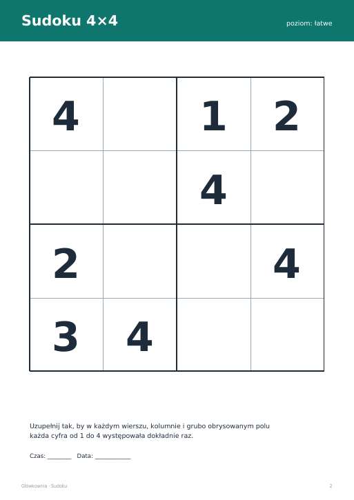 Sudoku do druku, zestaw 2