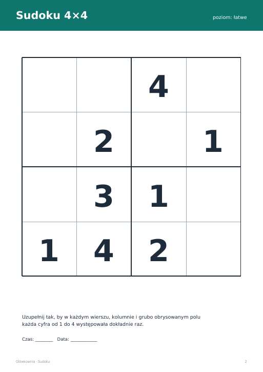 Sudoku do druku, zestaw 20