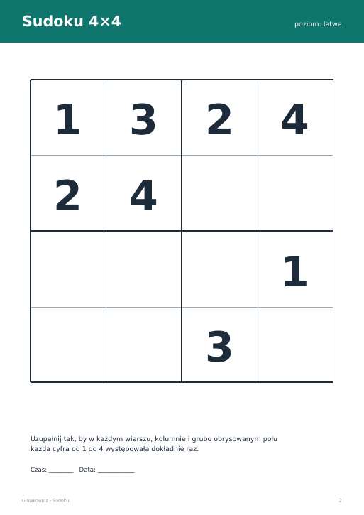 Sudoku do druku, zestaw 21