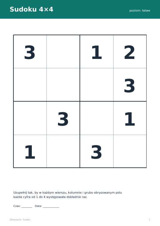 Sudoku do druku, zestaw 23