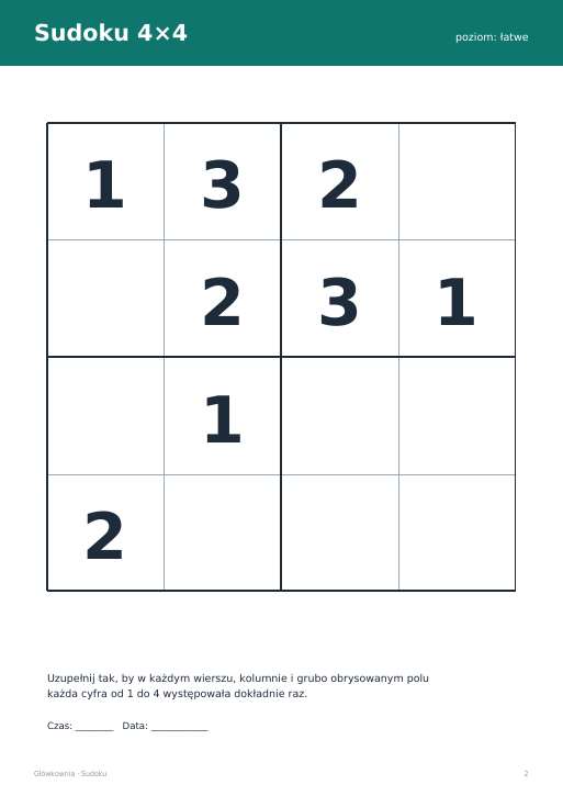 Sudoku do druku, zestaw 31