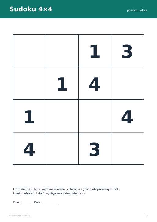 Sudoku do druku, zestaw 33