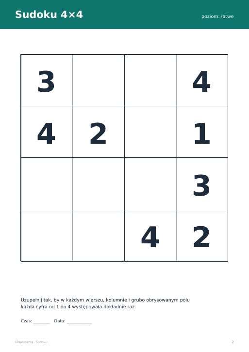 Sudoku do druku, zestaw 34