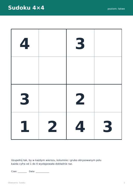Sudoku do druku, zestaw 36