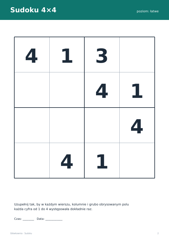 Podgląd: Sudoku do druku, zestaw 4