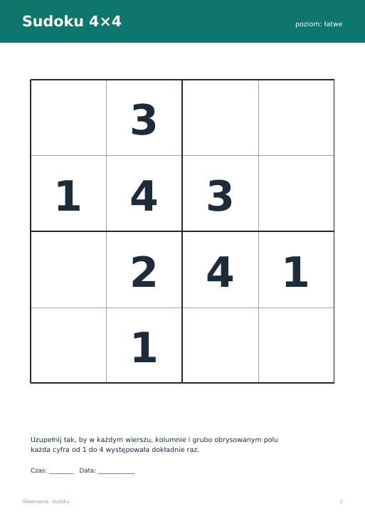 Sudoku do druku, zestaw 41