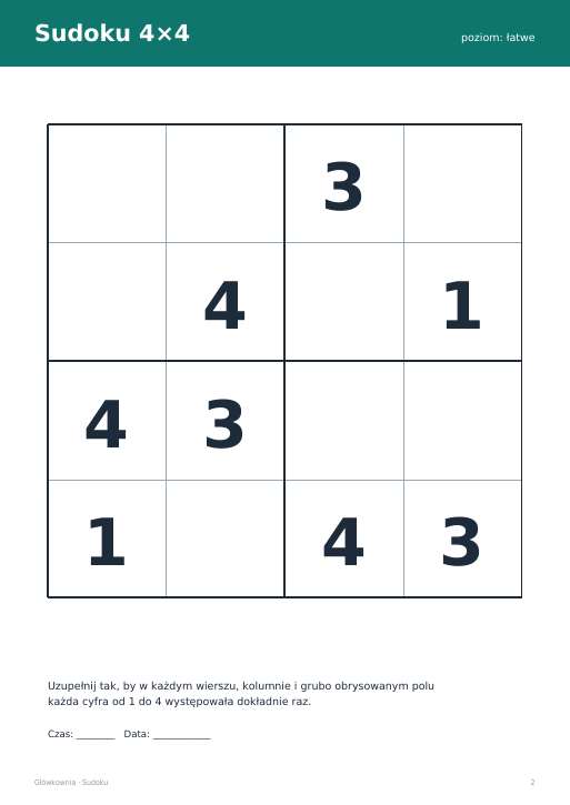 Sudoku do druku, zestaw 42