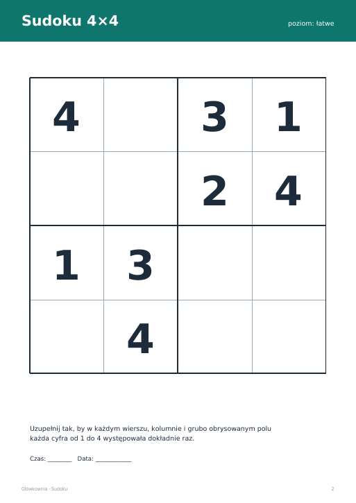 Sudoku do druku, zestaw 46