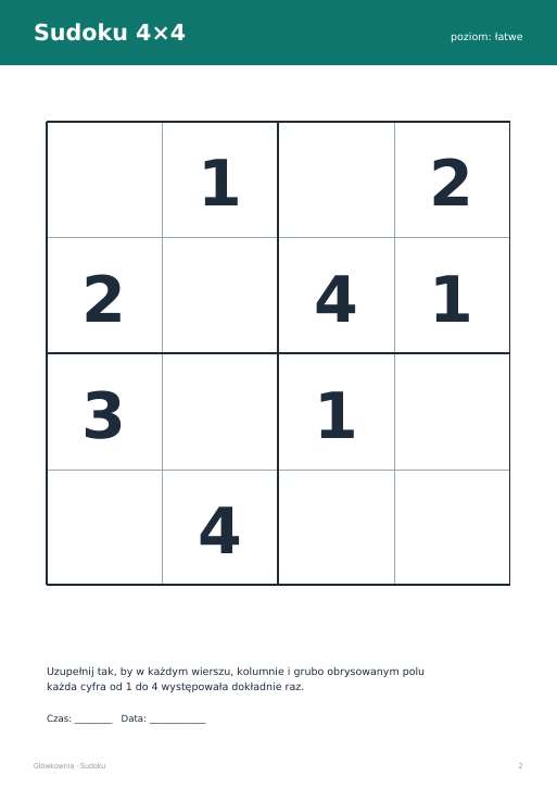 Sudoku do druku, zestaw 48