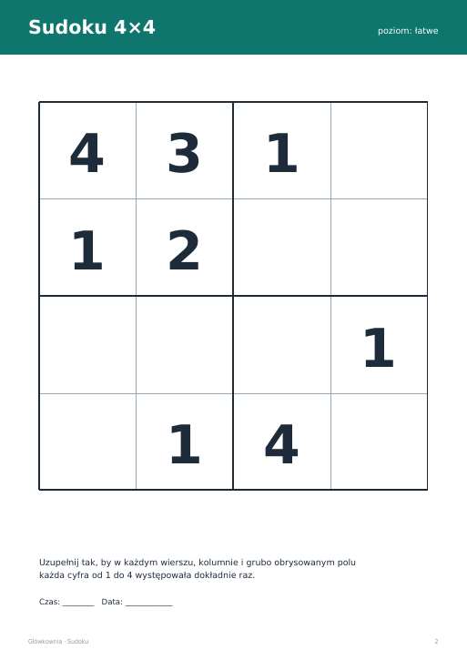 Sudoku do druku, zestaw 5