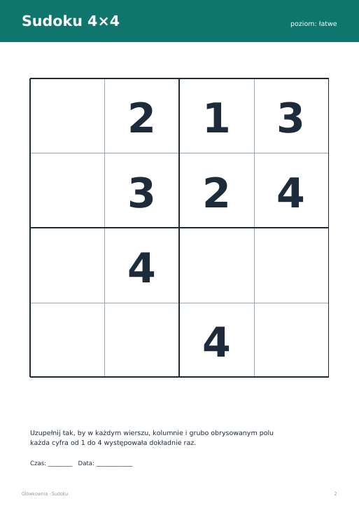Sudoku do druku, zestaw 50