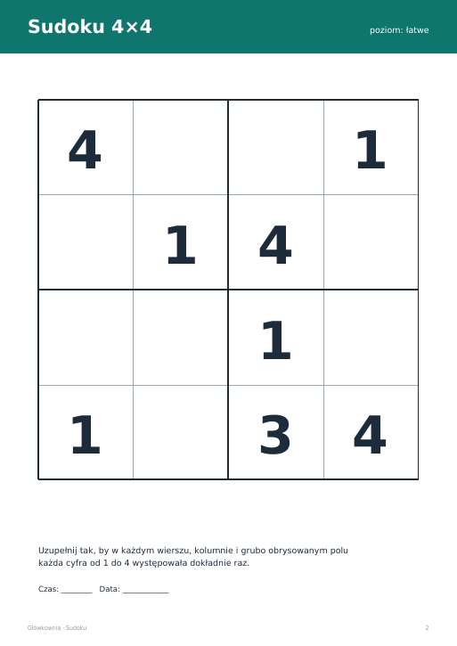 Sudoku do druku, zestaw 52