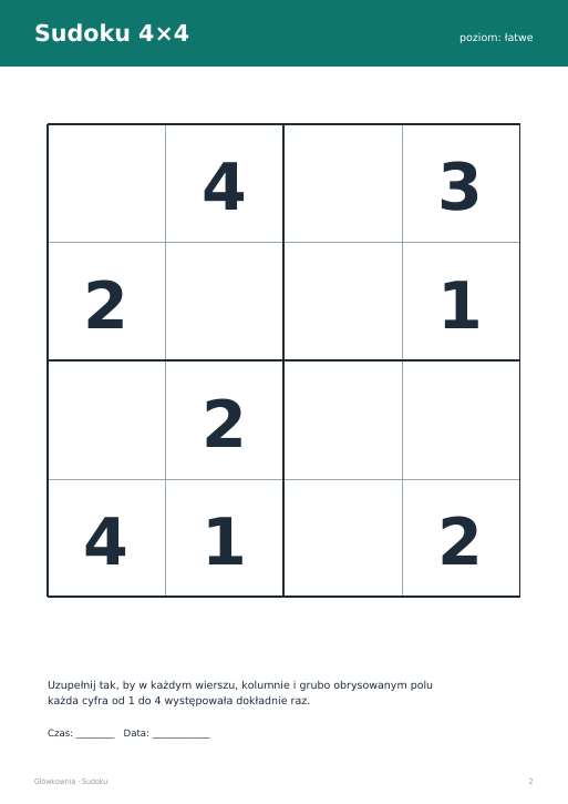 Sudoku do druku, zestaw 54