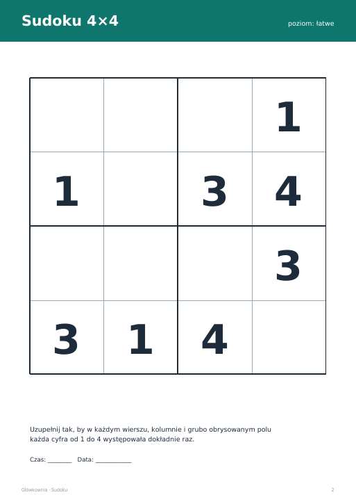 Sudoku do druku, zestaw 58