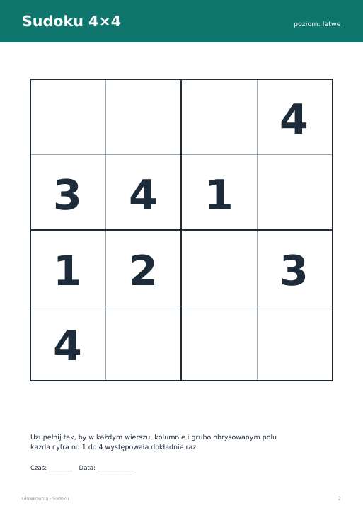 Sudoku do druku, zestaw 60