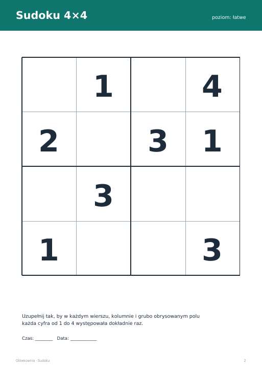 Sudoku do druku, zestaw 62