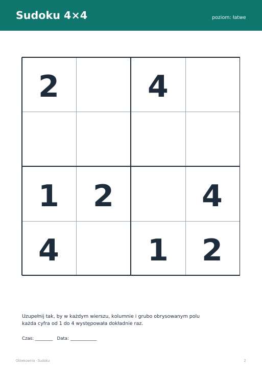 Sudoku do druku, zestaw 65