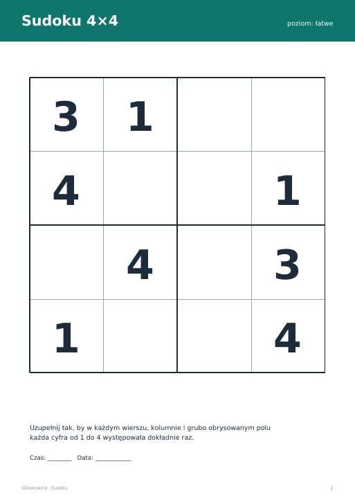Sudoku do druku, zestaw 66
