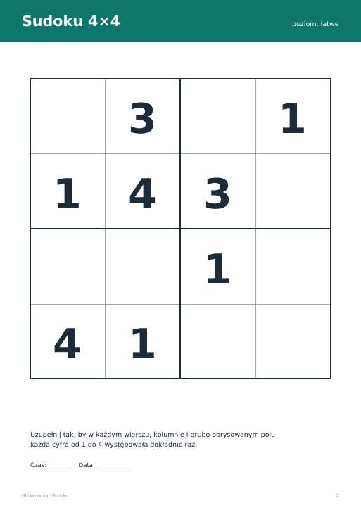 Sudoku do druku, zestaw 7