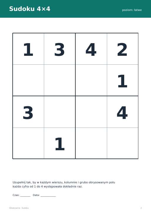 Sudoku do druku, zestaw 71