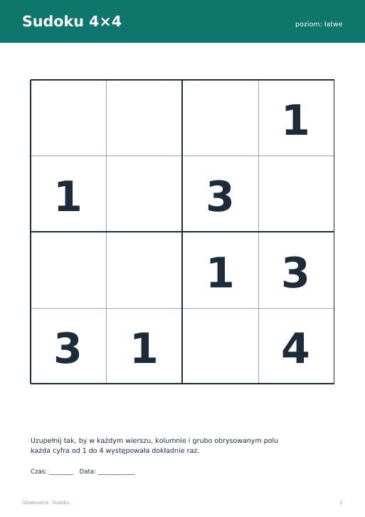 Sudoku do druku, zestaw 74
