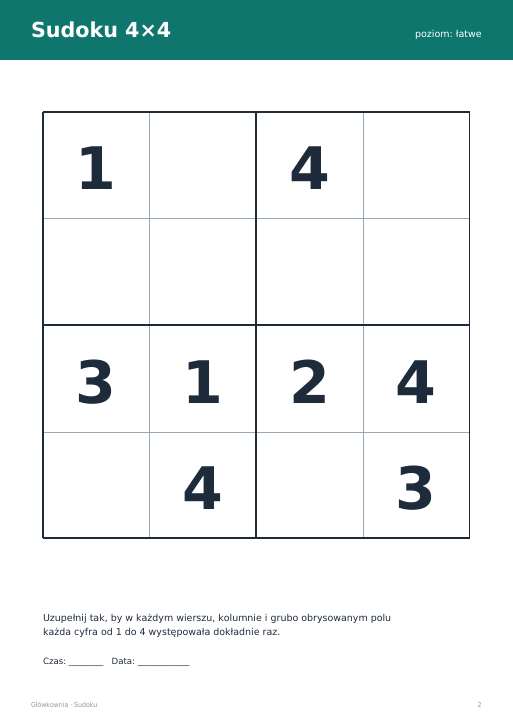 Sudoku do druku, zestaw 78